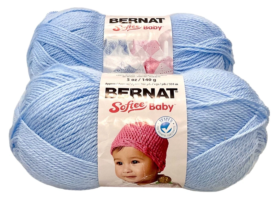 2 Skeins Yarnspirations Bernat Softee Baby “Pale Blue” Acrylic 5 Oz NEW - Image 1 of 3