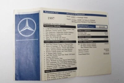 Mercedes Benz W124 Owner's Manual Service Warranty Maintenance Booklet E320 1997 - Image 1 of 4