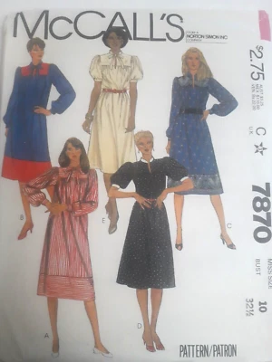 Dress MuuMuu Loose 10 McCalls 7870 Sewing Pattern Pullover VTG 80's UC FF Caftan - Image 1 of 4