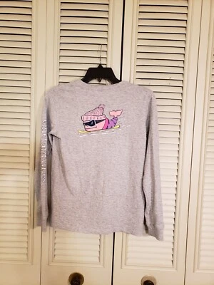 Camiseta Vineyard Vines Niñas Snowboard Ballena Manga Larga Gris Bolsillo Talla L (14) Foto 1 de 4