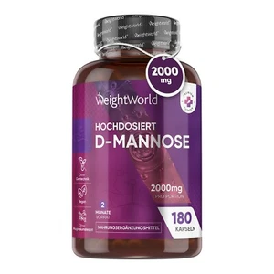 D-Mannose - 180 Kapseln - 2000mg - D Mannose Pulver - für Nierefunktion - Vegan - Bild 1 von 9