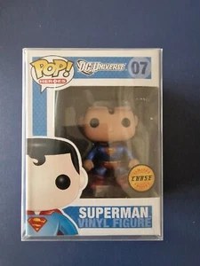 Funko Pop Superman Metallic Chase DC Universe 07 Large Font Vinyl Figure Heroes - Picture 1 of 6