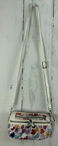 Brighton Collection White Patent Leather Satin Heart Print Crossbody Purse  - Picture 1 of 12