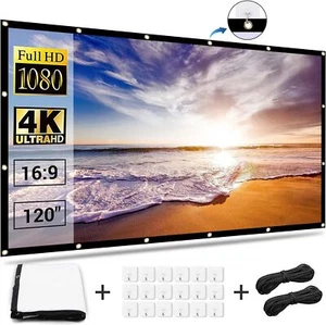 Projection Screen 120 In 16:9 4K HD Portable&Foldable Large Projector Screen US - Picture 1 of 10