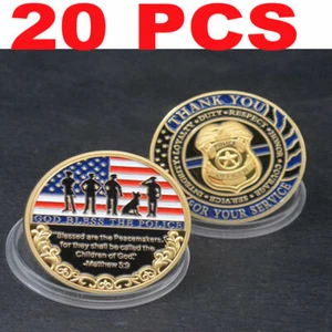 20x The Police Commemorative Challenge Coin Thank You for Your Service God Bless - Bild 1 von 12