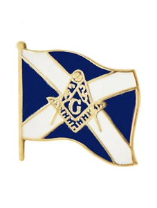 Schottland Saltire mit Quadrat & Kompass Freimaurerei Masonic Pin Anstecker - Bild 1 von 3