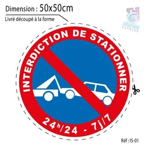 50x50 cm - AUTOCOLLANT INTERDIT DE STATIONNER - INTERDICTION STATIONEMENT IS01 - Imagen 1 de 12