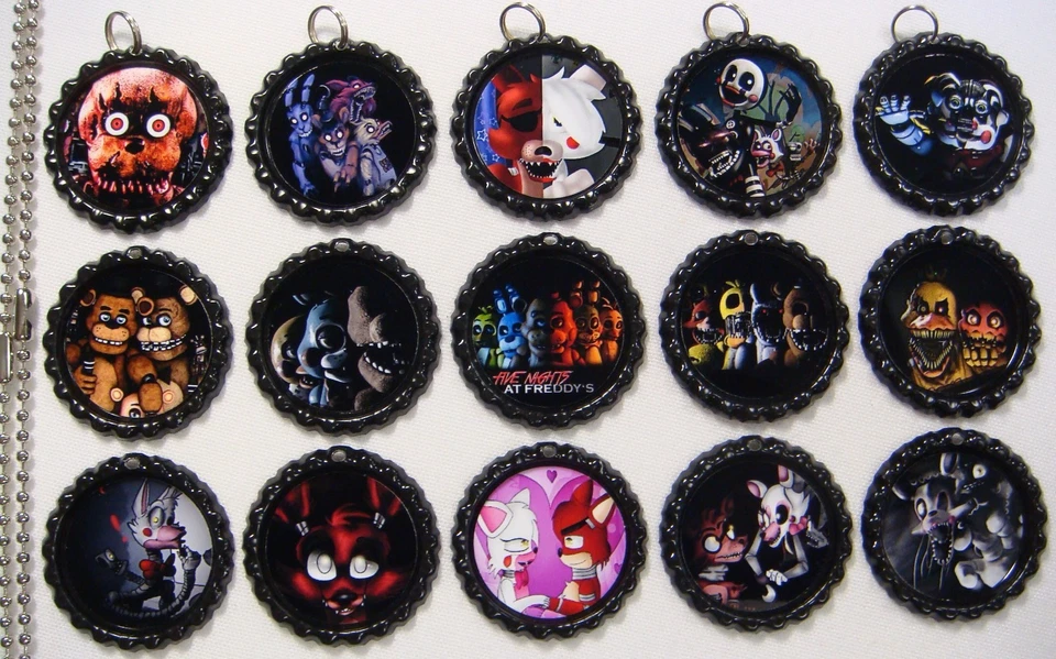 Juego de 15 collares con tapa de botella plana negra Five Nights at Freddy's 1 Foto 1 de 1