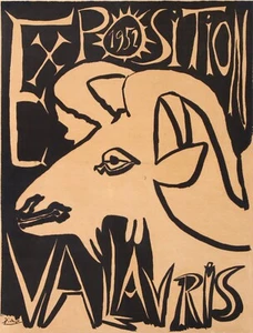 PICASSO -SUPERB & RARE POSTER OF THE 1952 PICASSO EXHIBITION IN VALLAURIS- 1952 - Picture 1 of 1