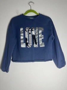 Zara Girls size 13-14 Love Print Long Sleeve Bluish Gray Sweatshirt - Picture 1 of 8