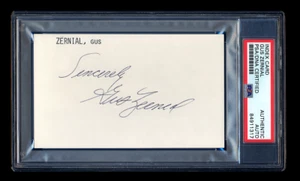 GUS ZERNIAL SIGNED MINT INDEX CARD PSA/DNA AUTOGRAPHED 1951 HR RBI CHAMPION - Picture 1 of 1