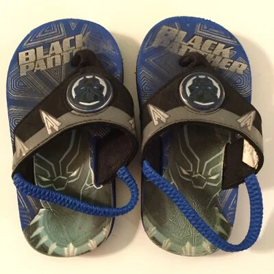 Black Panther sandals Size 7 8 small lights up flip flops blue boys - Image 1 of 4