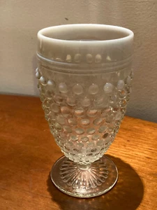 Vintage Anchor Hocking Mondstein klar Schuhnagel opalisierend 10oz Wasserkelch 5,5" - Bild 1 von 9