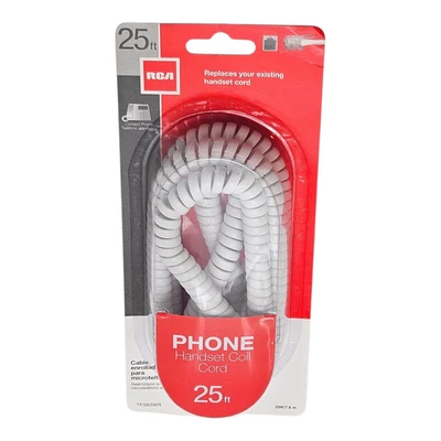 25Ft White RCA TP282WR Phone Handset Coil Cord – Connects Handset to Base - Image 1 of 4