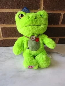 Build A Bear Mini Zombie Frog 10" Bright Green- Eyeball on Suede Cord Necklace - Picture 1 of 3