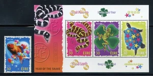 Ireland 1279-1280 MNH, Pets/Year of the Snake Set with S/S from 2001. - Picture 1 of 1