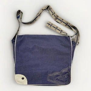 Quiksilver Just Ripe Messenger Bag Ink Blue Denim Embroidered Logo Courier Beach - Picture 1 of 22