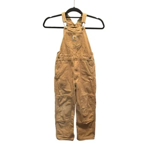 Carhartt Latzhose Kind 7 Vintage braun Canvas getragen Knie KEINE LÖCHER Outdoor - Bild 1 von 12