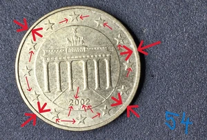 Deutschland, 10 Euro Cent, 2002J seltene Münzmarke Defekt beidseitig Gewicht 4,11g - Bild 1 von 2