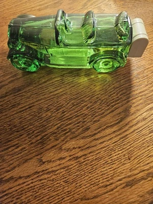 Vintage Avon Green Glass Car Maxwell '23  Tribute After Shave Bottle Full Rare - Image 1 of 3