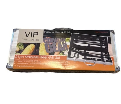 VIP Grill Master 21 Pcs. Stainless Steel BBQ Set Cookout Gear For Summer Cooking - Image 1 of 4