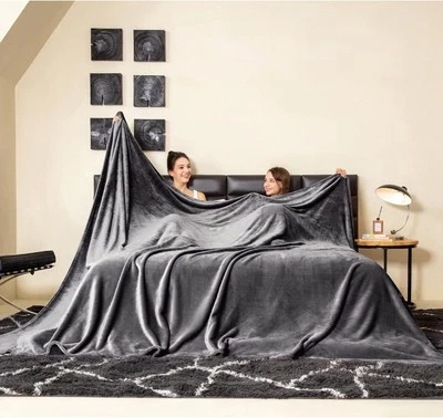 COOVA Oversized King Fleece Blanket 120x120 inches, Soft 120"x120", Dark Grey  - Image 1 of 4