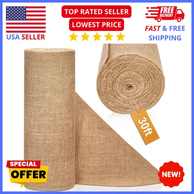 Burlap Table Runner 12x10yd – Jute Fabric Roll for Rustic Wedding Decor - Image 1 of 4