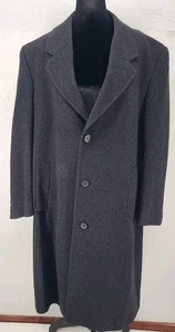 Vintage Pierre Cardin Wool Cashmere Charcoal Gray Long Overcoat Trench 40S - Picture 1 of 12