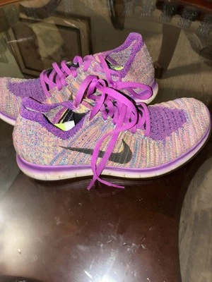 Nike Flyknit Running Shoes Multicolor with Purple Accents - Image 1 of 4