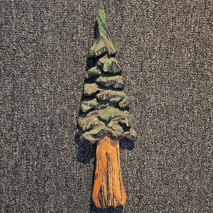 Kettensäge geschnitzte Kiefer Wandbehang 15 Zoll rustikale Hütte Urlaub Dekor - Bild 1 von 5