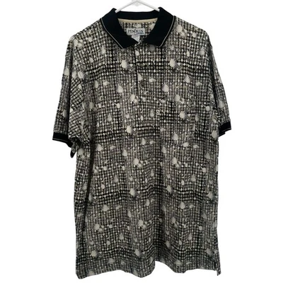 Vtg Penguin Sport Shirt Mens Large Beige Golfer Golf Polo Patterned Collared - Image 1 of 4