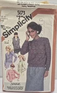 Vintage 1980 Simplicity Womans Sweater, Vest, Cadigan Pattern 5173 Size 12*14*16 - Picture 1 of 3
