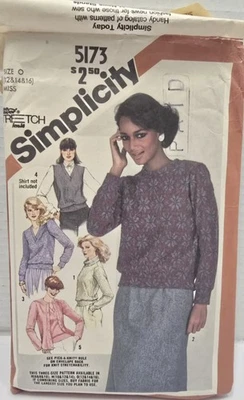 Vintage 1980 Simplicity Womans Sweater, Vest, Cadigan Pattern 5173 Size 12*14*16 - Image 1 of 3