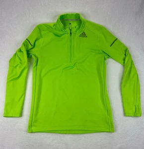 Adidas Running Climalite 1/4 Zip Pullover Green Reflective Strips Men’s Medium - Picture 1 of 12