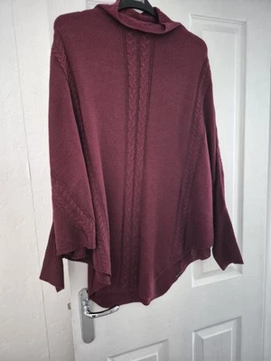Womens Plus Size Oversize Bat Sleeve Cape Size 18-24 In Burgundy new - Image 1 of 4