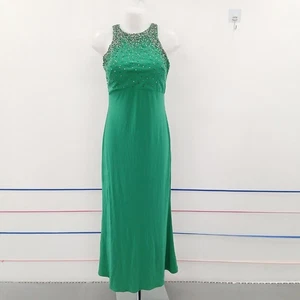JS Collections El Sl High Neck Dress UK10 Green Embellished Classy NWT RMF-FPL19 - Picture 1 of 9