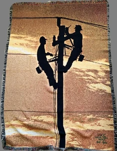 Tapestry Throw Blanket Wall Hang LSCC Electric Utility LINEMEN Bill Tyler78x52 - Picture 1 of 11