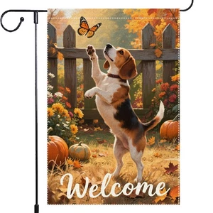 Bandera de jardín Welcome Fall 12X18 pulgadas Beagle banderas de jardín doble cara vertical ou - Imagen 1 de 9