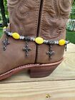 Boot Candy Naturals, Boot Bracelet - Yellow Ovals with Oval Design Crosses