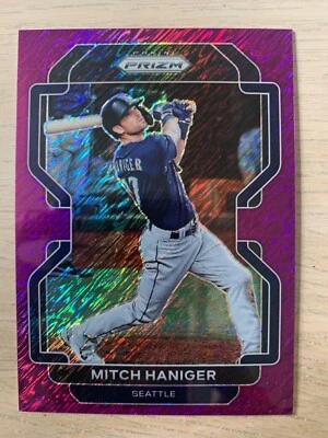 2022 Panini Prizm purple shimmer MITCH HANIGER #ed 7/7!! Seattle Mariners - Image 1 of 2
