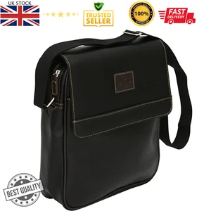 Flapover Shoulder Strap Bag Pu Leather Upright Messenger Bag Laptop Case 12'inch - Picture 1 of 4