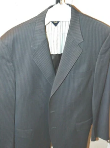 42 LANGER TOMMY HILFIGER SPORTMANTEL GRAU NADELSTREIFEN 100 % WOLLE #1279H - Bild 1 von 5