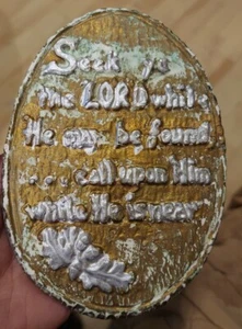 Vintage Ceramic Plaque 5.5" Bible Verse painted in 1966 at Bible school - Picture 1 of 2