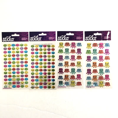 4 pk Lot EK Success Sticko Stickers Alien Space Critters Smiley Happy Faces - Image 1 of 4