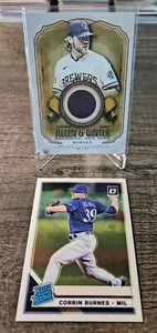 2021 Topps Allen & Ginter Corbin Burnes Relic & 2019 Dunruss Optic Rated Rookie. - Picture 1 of 3