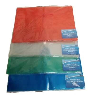 Plastic Document Wallet Button Closure 12 Pack Office School Organization NEW - Image 1 of 4