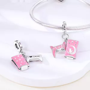 I Love Game Gaming Pink Console Computer Controller Charm Sterling Silver 925 - Picture 1 of 6
