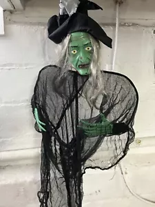 Gemmy Industries Halloween Hanging Witch Green Talking Flashing Eyes & Sounds - Picture 1 of 3