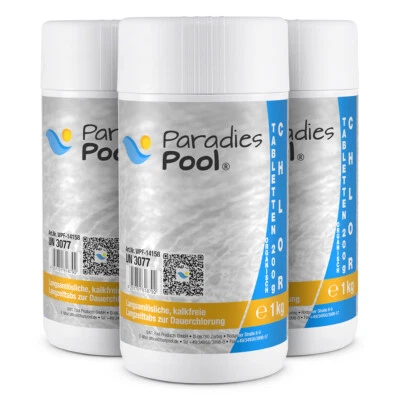 Paradies Pool Chlor Tabletten 200g 3kg organisch Tabs Desinfektion Wasserpflege - Bild 1 von 2