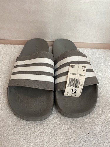 Adidas Uomo Adilette Shower Locker Sandalo Acqua Grigio Bianco